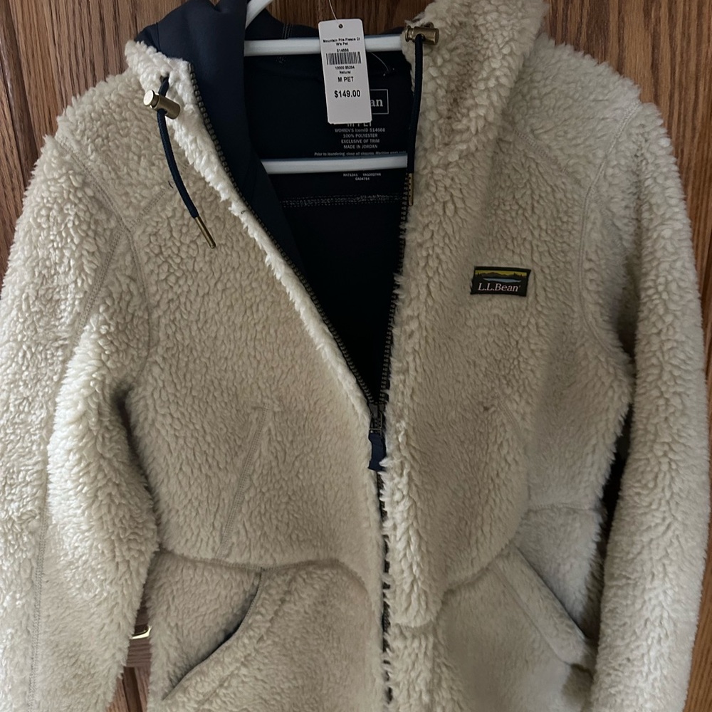 L.L. Bean Cream Teddy Jacket Plush Fleece Casual